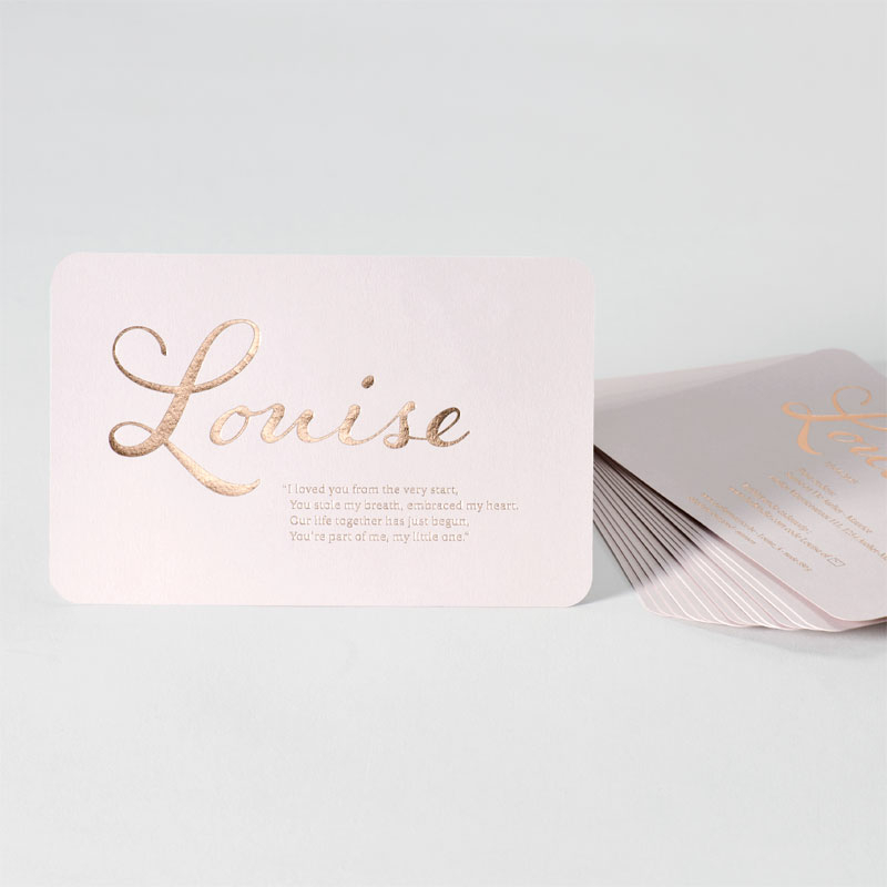 Product Elegant roze geboortekaartje