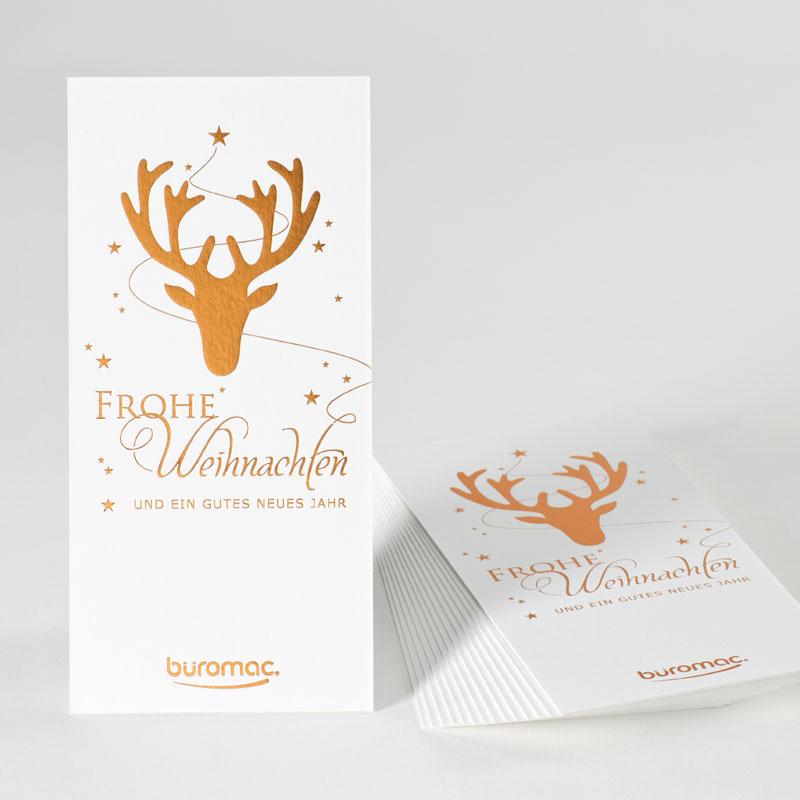 Product Kerst- en nieuwjaarskaart met rendier in koperfolie