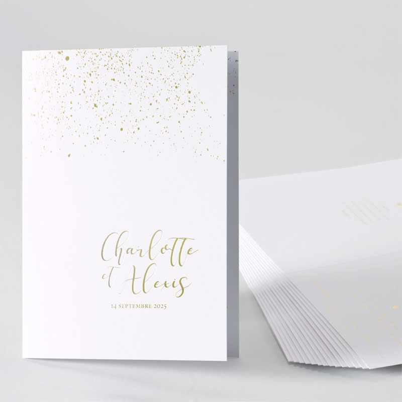 Product Romantische trouwkaart met confetti in goudfolie