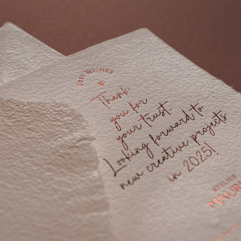 Kerstkaart op handgeschept papier