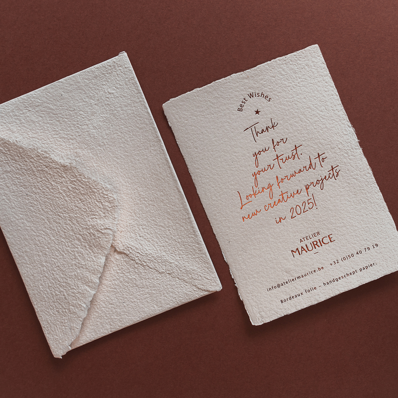 Kerstkaart op handgeschept papier